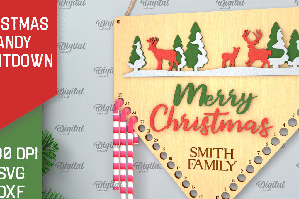 Σετ των 2 Intra απο ξύλο plywood 3mm-4mm πάχος αντίστροφη μέτρηση για τα Χριστούγεννα Δίασταση 15x15 cm INTRAFABR-102771327