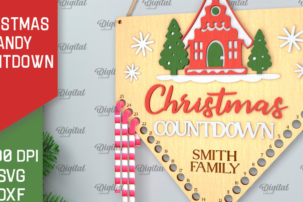 Σετ των 2 Intra απο ξύλο plywood 3mm-4mm πάχος αντίστροφη μέτρηση για τα Χριστούγεννα Δίασταση 15x15 cm INTRAFABR-102770965