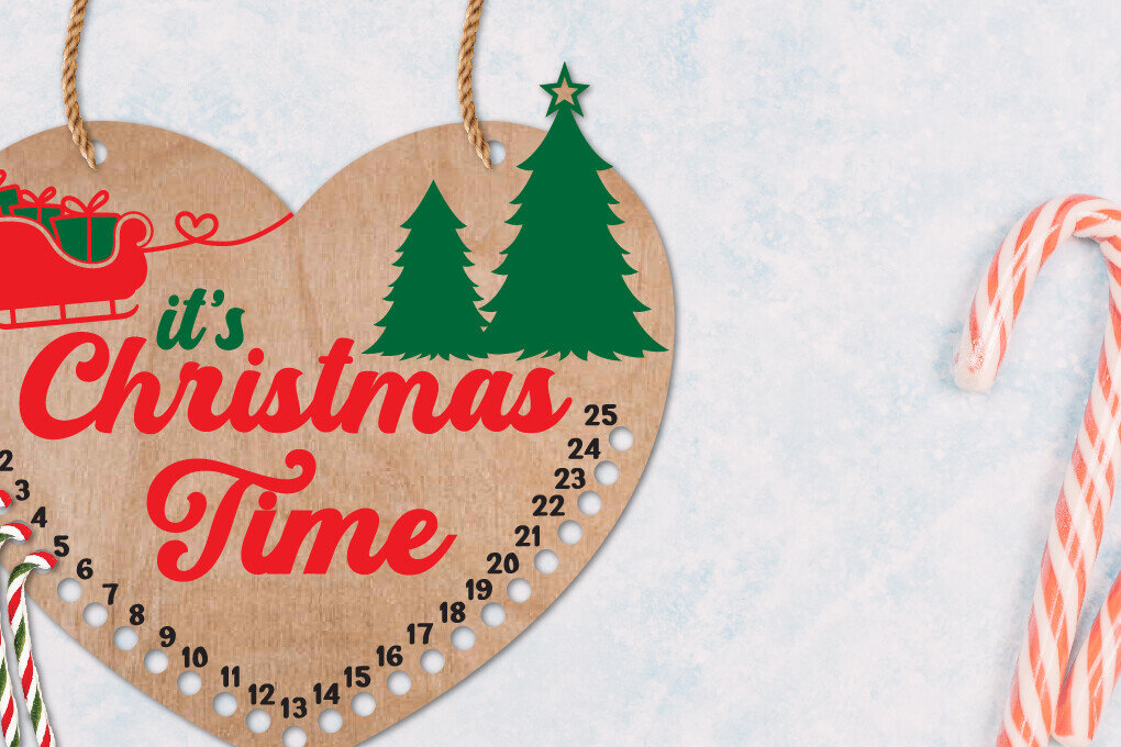 Σετ των 2 Intra απο ξύλο plywood 3mm-4mm πάχος Αντίστροφη μέτρηση για τα χριστουγεννιάτικα γλυκά Δίασταση 15x15 cm INTRAFABR-110232215