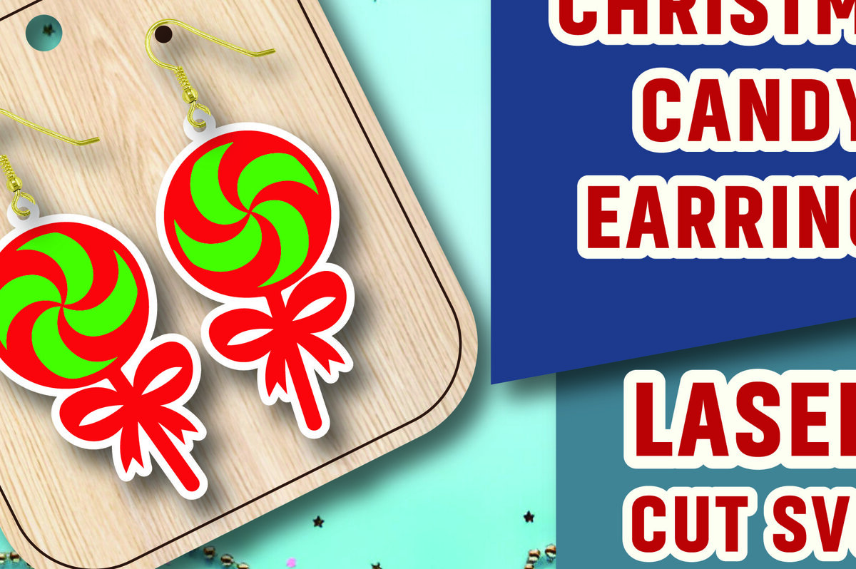 Σετ των 3 Intra απο ξύλο plywood 3mm-4mm πάχος Χριστουγεννιάτικα σκουλαρίκια καραμέλα με λέιζερ Δίασταση 3x3 cm INTRAFABR-107578943