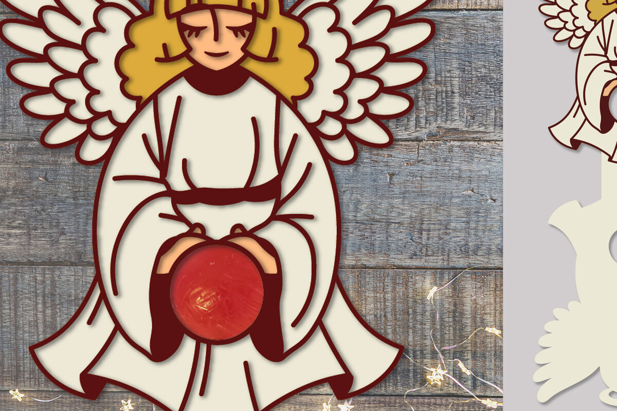 Σετ των 2 Intra απο ξύλο plywood 3mm-4mm πάχος Christmas Candy Holder Angel |Cut Design Δίασταση 15x15 cm INTRAFABR-76135160