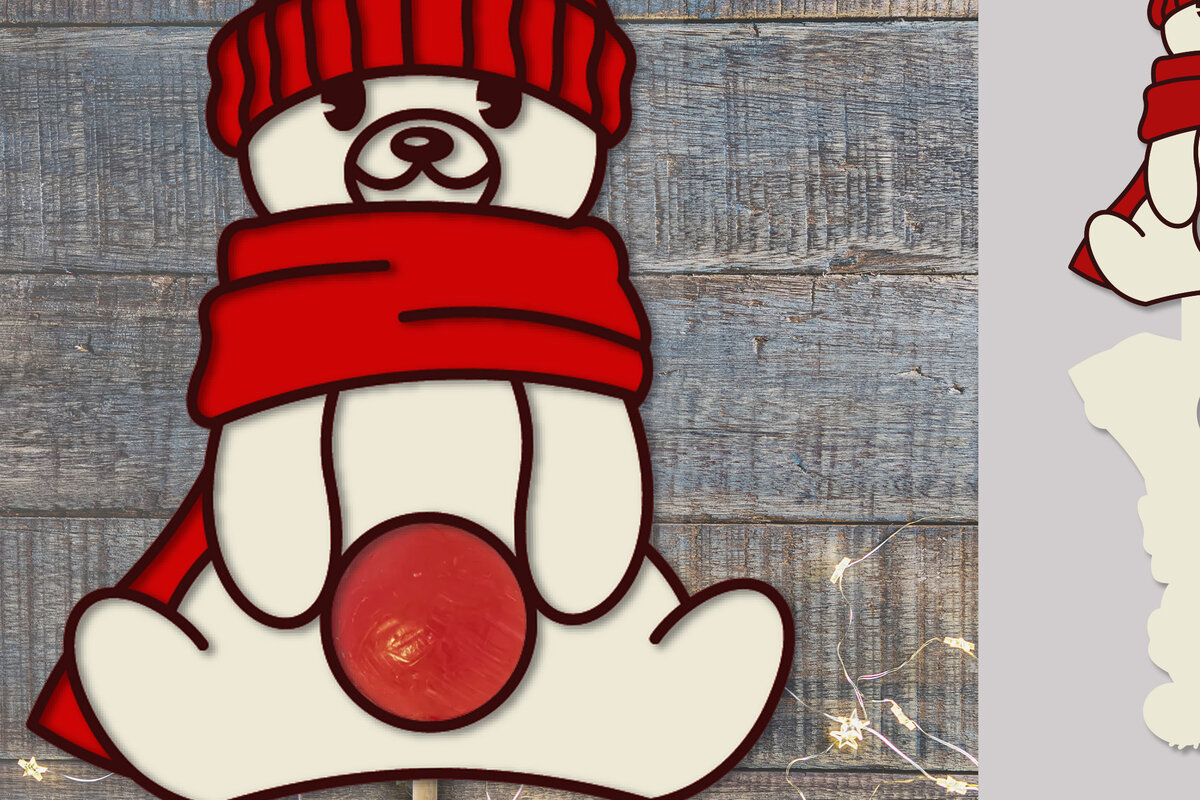 Σετ των 3 Intra απο ξύλο plywood 3mm-4mm πάχος Christmas Candy Holder Bear | Σχέδιο κοπής Δίασταση 15x15 cm INTRAFABR-76135174