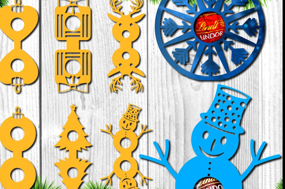 Σετ των 3 Intra απο ξύλο plywood 3mm-4mm πάχος χριστουγεννιάτικων καραμελών Δίασταση 15x15 cm INTRAFABR-38746363