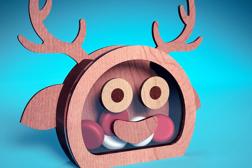 Σετ των 2 Intra απο ξύλο plywood 3mm-4mm πάχος Χριστουγεννιάτικη θήκη καραμέλας με | Δίασταση 15x15 cm INTRAFABR-71450890