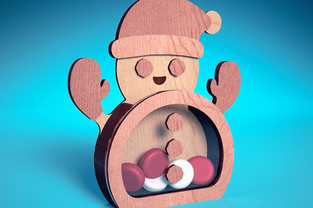 Σετ των 3 Intra απο ξύλο plywood 3mm-4mm πάχος Χριστουγεννιάτικη θήκη καραμέλας με | Δίασταση 15x15 cm INTRAFABR-71450933