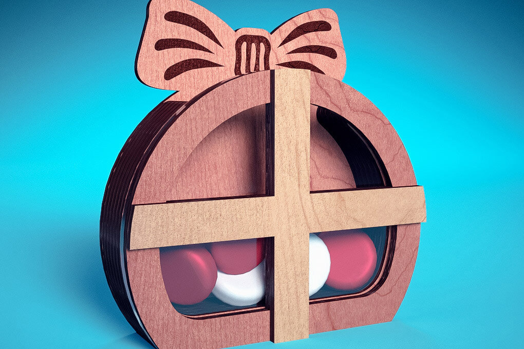 Σετ των 2 Intra απο ξύλο plywood 3mm-4mm πάχος Χριστουγεννιάτικη θήκη καραμέλας με | Δίασταση 15x15 cm INTRAFABR-71450965