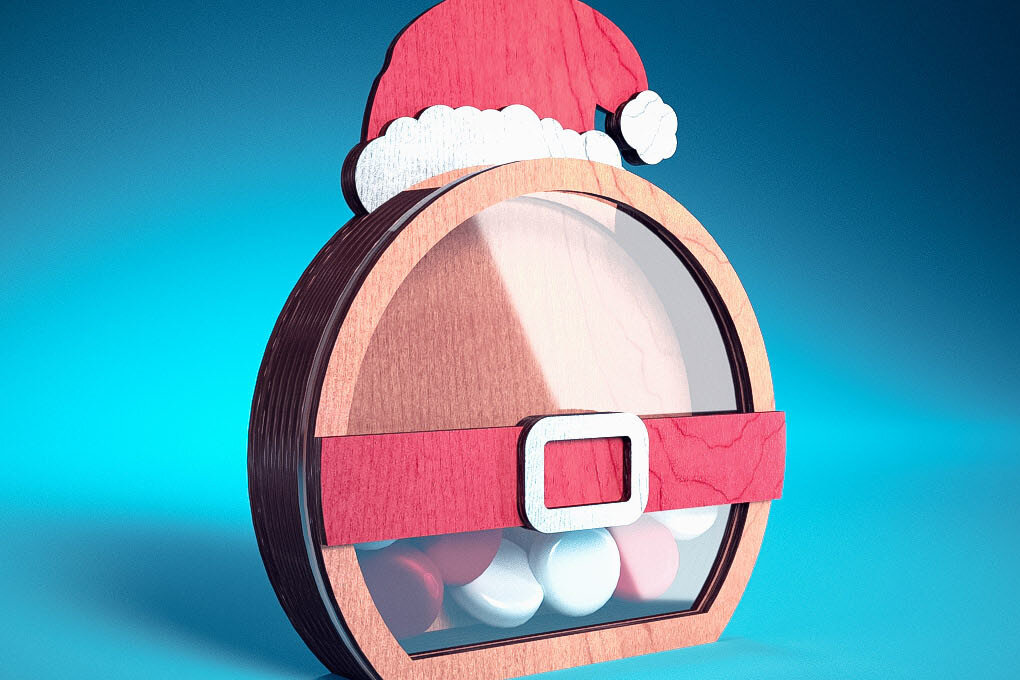 Σετ των 2 Intra απο ξύλο plywood 3mm-4mm πάχος Χριστουγεννιάτικη θήκη καραμέλας με | Δίασταση 15x15 cm INTRAFABR-72172137