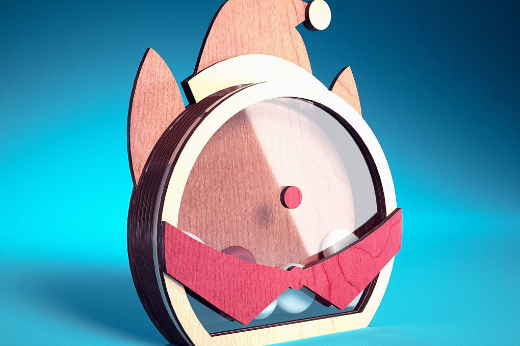 Σετ των 2 Intra απο ξύλο plywood 3mm-4mm πάχος Χριστουγεννιάτικη θήκη καραμέλας με | Δίασταση 15x15 cm INTRAFABR-72172183