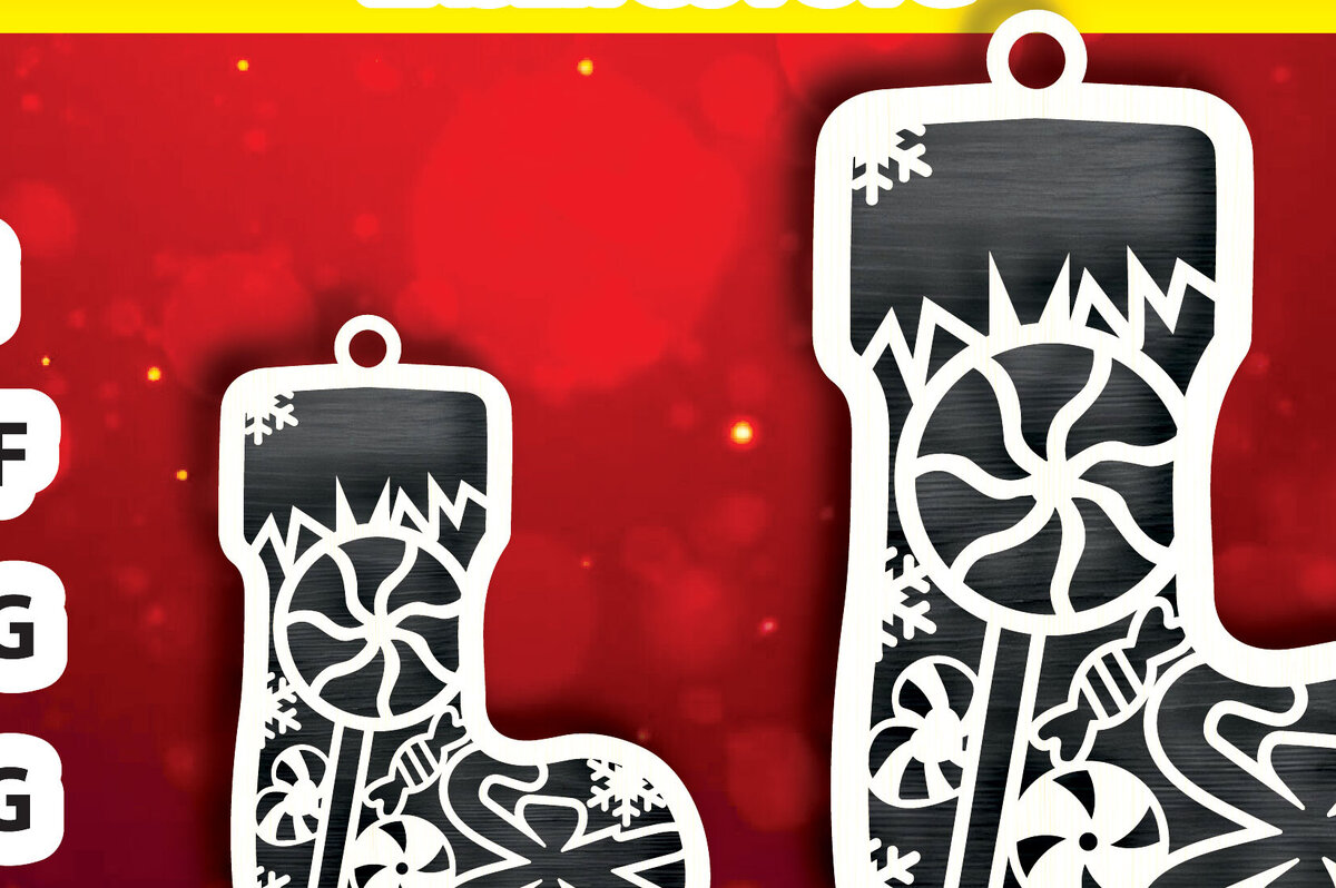 Σετ των 3 Intra απο ξύλο plywood 3mm-4mm πάχος Χριστουγεννιάτικα στολίδια καραμέλας με λέιζερ Δίασταση 8x8 cm INTRAFABR-104424383