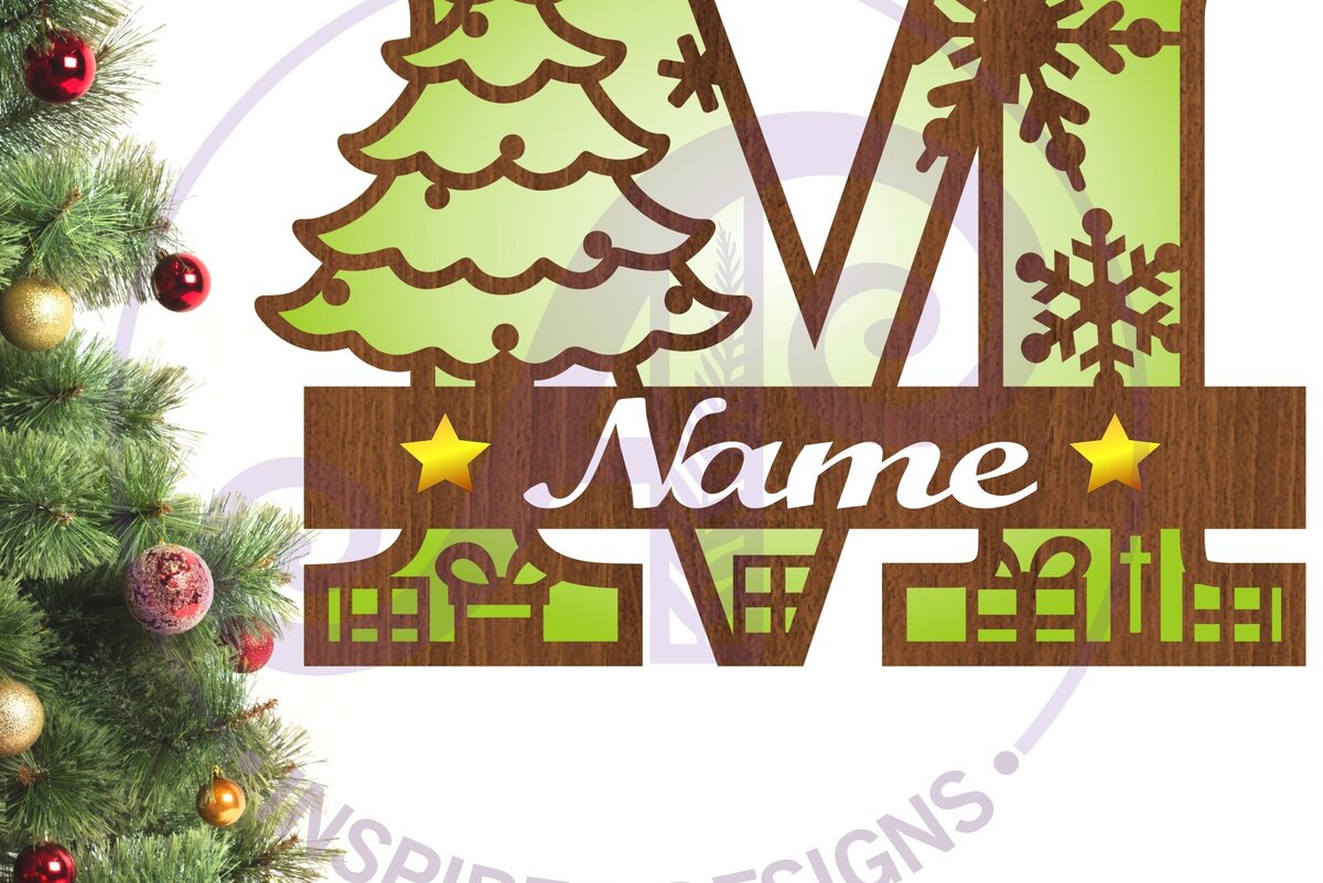 Intra απο ξύλο plywood 3mm-4mm πάχος Χριστουγεννιάτικο μονόγραμμα με κεφαλαίο γράμμα M Δίασταση 30x20 cm INTRAFABR-79721580