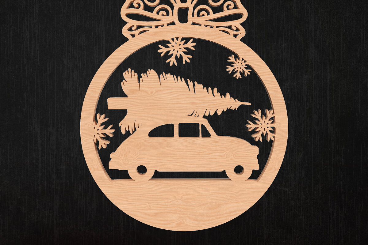 Σετ των 3 Intra απο ξύλο plywood 3mm-4mm πάχος Χριστουγεννιάτικο στολίδι αυτοκινήτου Δίασταση 8x8 cm INTRAFABR-110388310