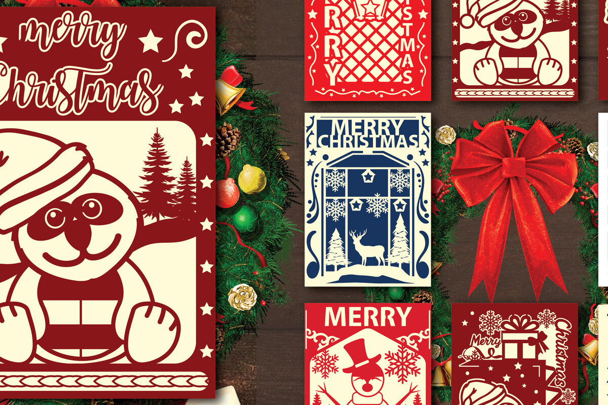 Σετ των 2 Intra απο ξύλο plywood 3mm-4mm πάχος ΧΡΙΣΤΟΥΓΕΝΝΙΑΤΙΚΗΣ ΚΑΡΤΑΣ Δίασταση 15x15 cm INTRAFABR-76276041