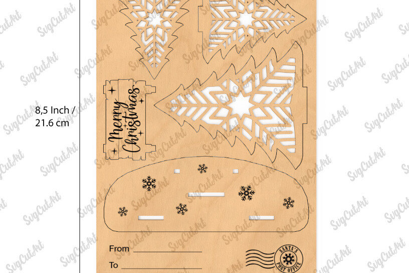 Σετ των 2 Intra απο ξύλο plywood 3mm-4mm πάχος Χριστουγεννιάτικη βάση καρτών, Χριστουγεννιάτικο δώρο Δίασταση 15x15 cm INTRAFABR-83384659