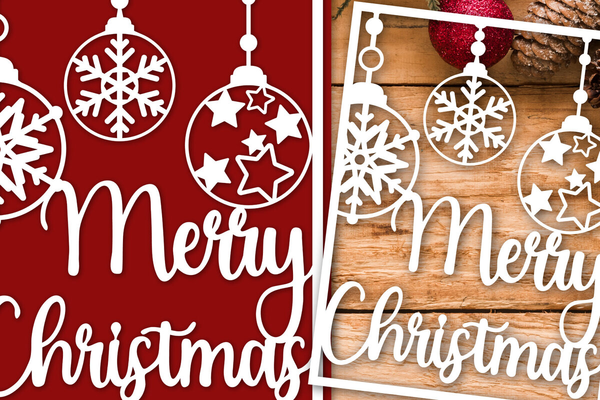 Σετ των 2 Intra απο ξύλο plywood 3mm-4mm πάχος Χριστουγεννιάτικη κάρτα , Καλά Χριστούγεννα Δίασταση 1700x2200 cm INTRAFABR-120026449