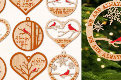 Σετ των 2 Intra απο ξύλο plywood 3mm-4mm πάχος Χριστουγεννιάτικο Cardinal Δίασταση 15x15 cm INTRAFABR-48312863