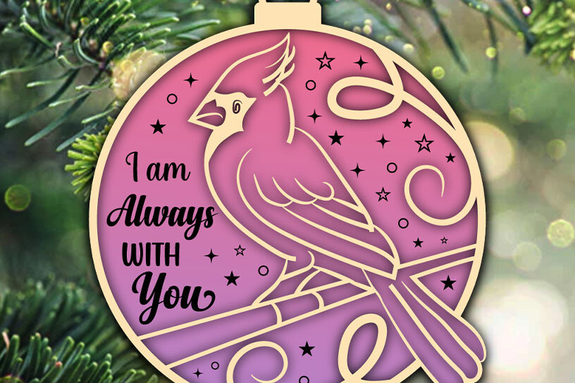 Σετ των 3 Intra απο ξύλο plywood 3mm-4mm πάχος Χριστουγεννιάτικο καρδινάλιο στολίδι Δίασταση 8x8 cm INTRAFABR-48974775