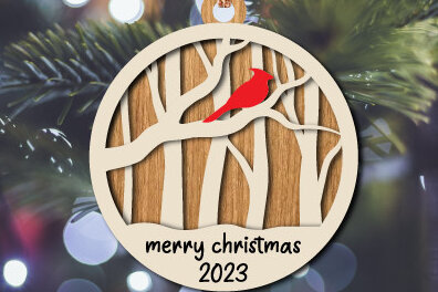 Σετ των 3 Intra απο ξύλο plywood 3mm-4mm πάχος Χριστουγεννιάτικο καρδινάλιο στολίδι με λέιζερ Δίασταση 8x8 cm INTRAFABR-76360947