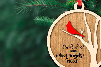 Σετ των 3 Intra απο ξύλο plywood 3mm-4mm πάχος Χριστουγεννιάτικο καρδινάλιο στολίδι με λέιζερ Δίασταση 8x8 cm INTRAFABR-76118869