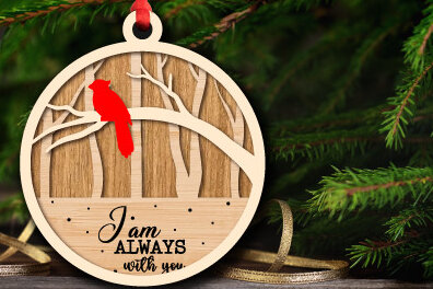 Σετ των 3 Intra απο ξύλο plywood 3mm-4mm πάχος Χριστουγεννιάτικο καρδινάλιο στολίδι με λέιζερ Δίασταση 8x8 cm INTRAFABR-76118916