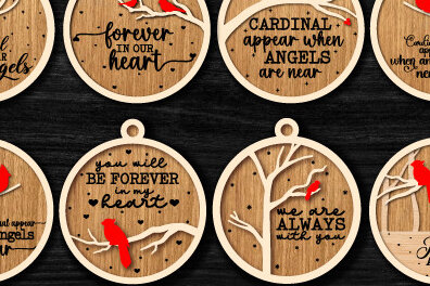 Σετ των 3 Intra απο ξύλο plywood 3mm-4mm πάχος Χριστουγεννιάτικο καρδινάλιο στολίδι με λέιζερ Δίασταση 8x8 cm INTRAFABR-76118965