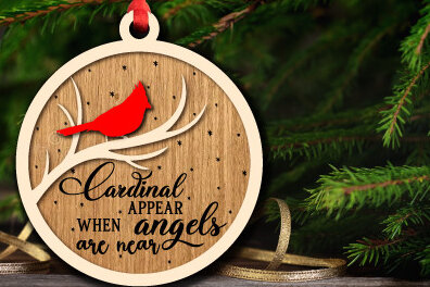 Σετ των 3 Intra απο ξύλο plywood 3mm-4mm πάχος Χριστουγεννιάτικο καρδινάλιο στολίδι με λέιζερ Δίασταση 8x8 cm INTRAFABR-76118847