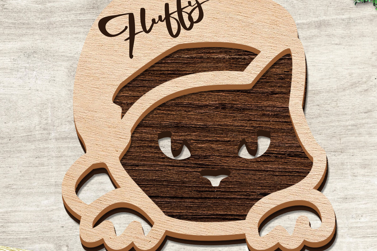 Σετ των 3 Intra απο ξύλο plywood 3mm-4mm πάχος Χριστουγεννιάτικο μπιχλιμπίδι γάτας με στρώσεις Δίασταση 8x8 cm INTRAFABR-77069763