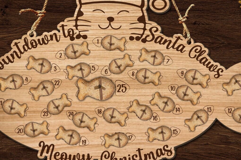 Σετ των 2 Intra απο ξύλο plywood 3mm-4mm πάχος Ημερολόγιο αντίστροφης μέτρησης για τα Χριστούγεννα Δίασταση 15x15 cm INTRAFABR-105129390