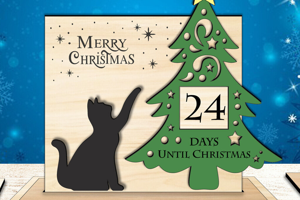 Σετ των 3 Intra απο ξύλο plywood 3mm-4mm πάχος Μετρητής αντίστροφης μέτρησης για τα κατοικίδια Χριστουγέννων Δίασταση 15x15 cm INTRAFABR-111602551