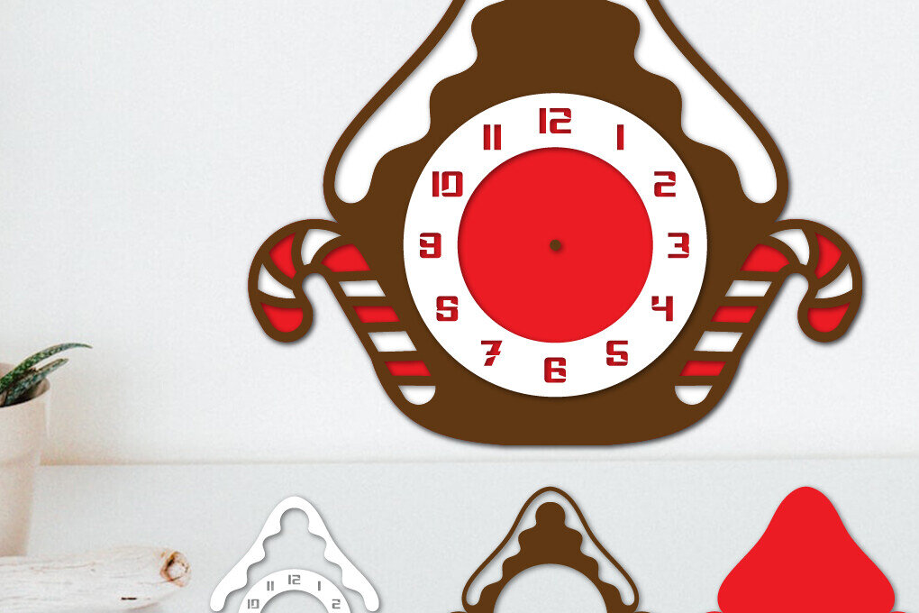 Σετ των 2 Intra απο ξύλο plywood 3mm-4mm πάχος κοπής με λέιζερ με στρώματα Χριστουγεννιάτικου ρολογιού Δίασταση 15x15 cm INTRAFABR-110784203