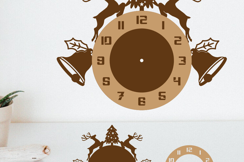 Σετ των 2 Intra απο ξύλο plywood 3mm-4mm πάχος κοπής με λέιζερ με στρώματα Χριστουγεννιάτικου ρολογιού Δίασταση 15x15 cm INTRAFABR-107351473