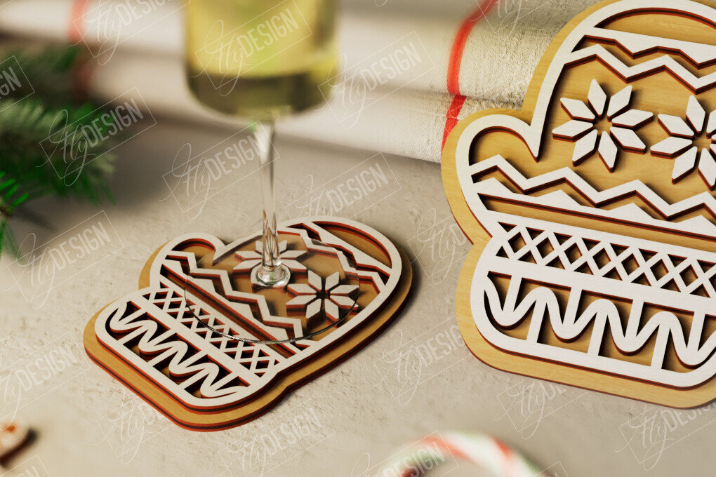 Σετ των 2 Intra απο ξύλο plywood 3mm-4mm πάχος Χριστουγεννιάτικο σουβέρ| Κύπελλο σουβέρ |Διακοπές Δίασταση 15x15 cm INTRAFABR-107886379