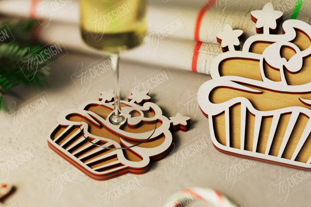 Σετ των 2 Intra απο ξύλο plywood 3mm-4mm πάχος Χριστουγεννιάτικο σουβέρ| Κύπελλο σουβέρ |Διακοπές Δίασταση 15x15 cm INTRAFABR-107886273