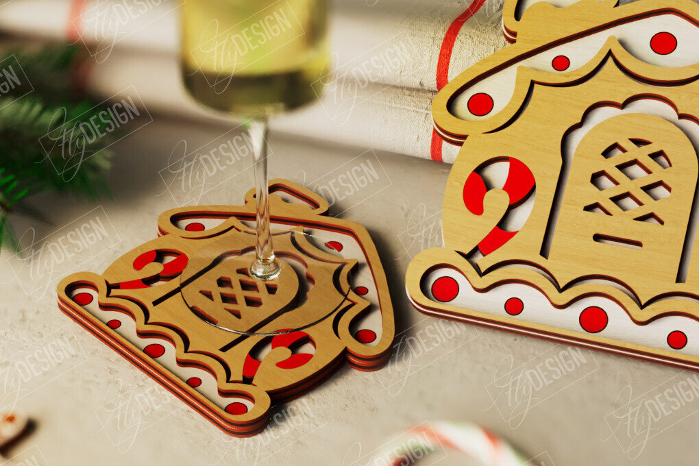 Σετ των 3 Intra απο ξύλο plywood 3mm-4mm πάχος Χριστουγεννιάτικο σουβέρ| Κύπελλο σουβέρ |Διακοπές Δίασταση 15x15 cm INTRAFABR-107886259