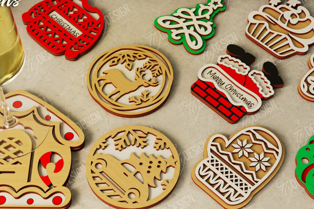 Intra απο ξύλο plywood 3mm-4mm πάχος χριστουγεννιάτικων σουβέρ | Σουβέρ Κυπέλλου Δίασταση 15x15 cm INTRAFABR-107886564