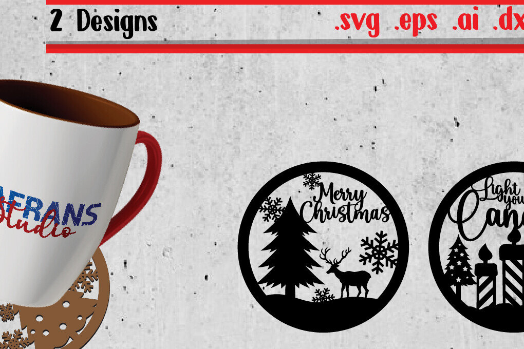 Σετ των 3 Intra απο ξύλο plywood 3mm-4mm πάχος Χριστουγεννιάτικα κομμένα για σουβέρ για καφέ Δίασταση 8x8 cm INTRAFABR-111466484