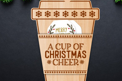 Σετ των 2 Intra απο ξύλο plywood 3mm-4mm πάχος Θήκη δώρου για χριστουγεννιάτικο καφέ Δίασταση 15x15 cm INTRAFABR-77792220