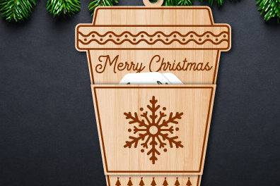 Σετ των 2 Intra απο ξύλο plywood 3mm-4mm πάχος Θήκη δώρου για χριστουγεννιάτικο καφέ Δίασταση 15x15 cm INTRAFABR-77792226