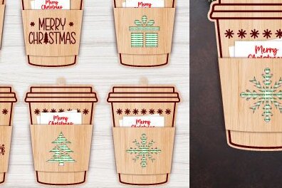 Σετ των 2 Intra απο ξύλο plywood 3mm-4mm πάχος Θήκη δώρου για χριστουγεννιάτικο καφέ Δίασταση 15x15 cm INTRAFABR-40447427