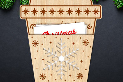 Σετ των 2 Intra απο ξύλο plywood 3mm-4mm πάχος Θήκη δώρου για χριστουγεννιάτικο καφέ Δίασταση 15x15 cm INTRAFABR-83613872