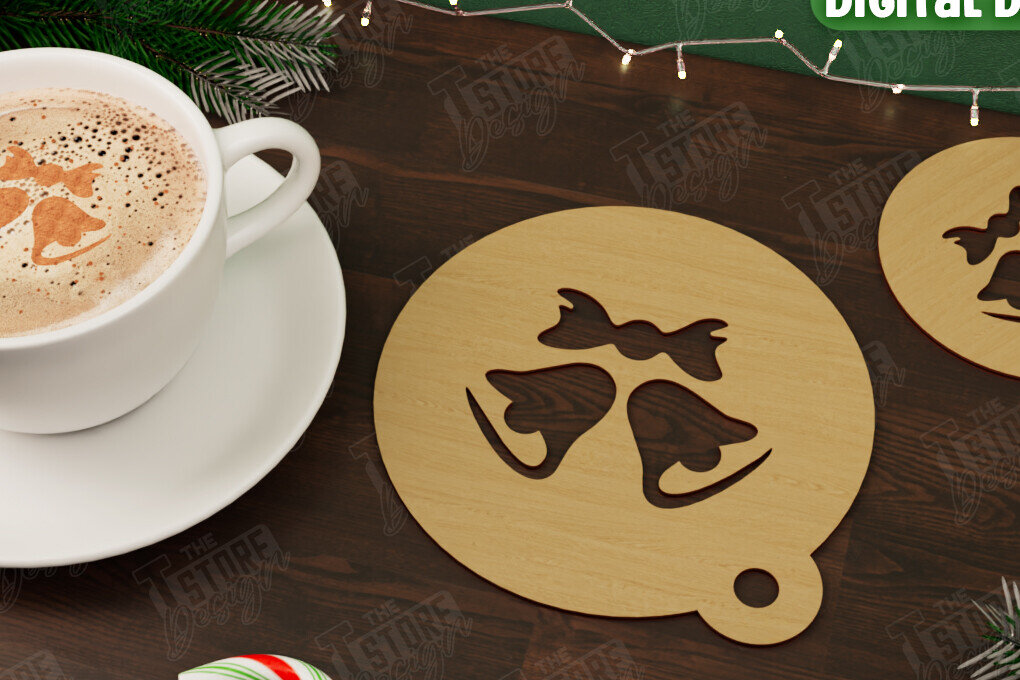 Σετ των 2 Intra απο ξύλο plywood 3mm-4mm πάχος Στένσιλ χριστουγεννιάτικου καφέ | Διακοπές |CNC Δίασταση 15x15 cm INTRAFABR-107555512