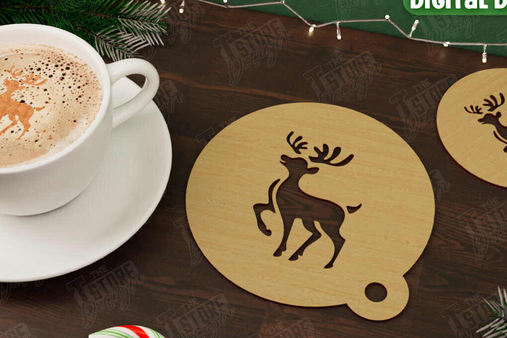 Σετ των 2 Intra απο ξύλο plywood 3mm-4mm πάχος Στένσιλ χριστουγεννιάτικου καφέ | Διακοπές |CNC Δίασταση 15x15 cm INTRAFABR-107555523