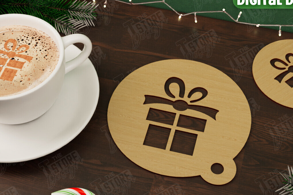 Σετ των 2 Intra απο ξύλο plywood 3mm-4mm πάχος Στένσιλ χριστουγεννιάτικου καφέ | Διακοπές |CNC Δίασταση 15x15 cm INTRAFABR-107555534
