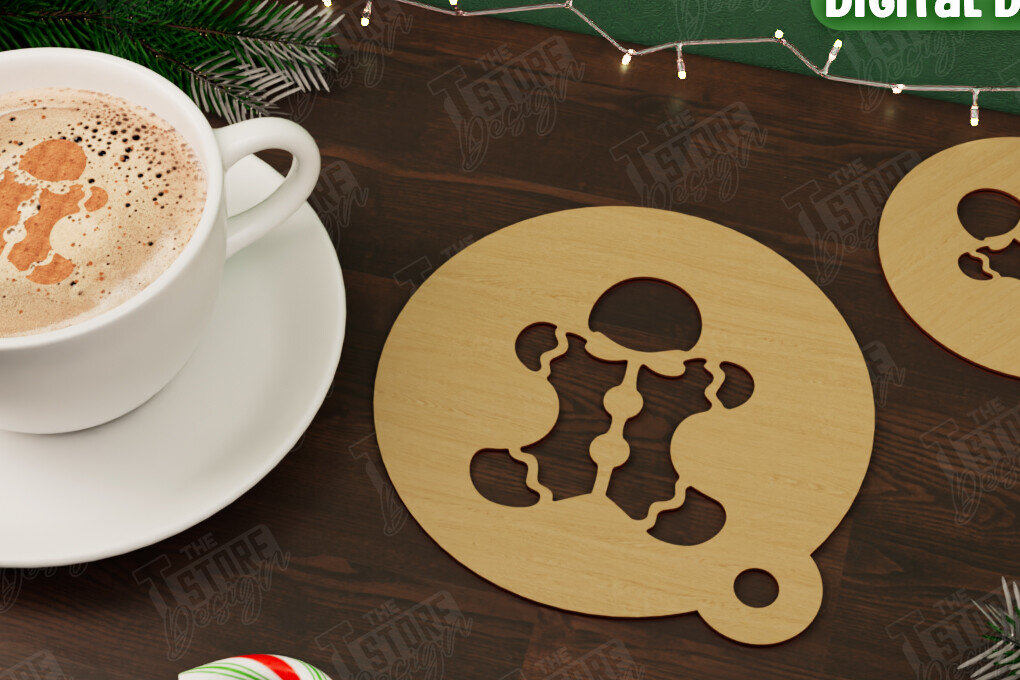 Σετ των 3 Intra απο ξύλο plywood 3mm-4mm πάχος Στένσιλ χριστουγεννιάτικου καφέ | Διακοπές |CNC Δίασταση 15x15 cm INTRAFABR-107555456
