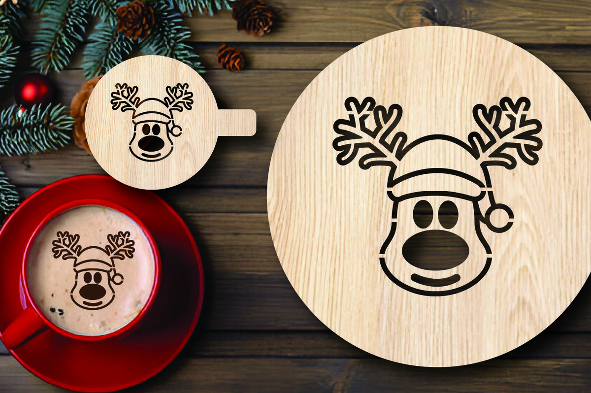Σετ των 2 Intra απο ξύλο plywood 3mm-4mm πάχος Χριστουγεννιάτικο στένσιλ καφέ με λέιζερ Δίασταση 15x15 cm INTRAFABR-108529182