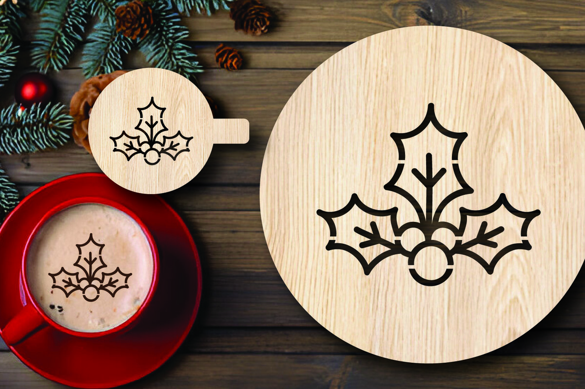 Σετ των 2 Intra απο ξύλο plywood 3mm-4mm πάχος Χριστουγεννιάτικο στένσιλ καφέ με λέιζερ Δίασταση 15x15 cm INTRAFABR-108529538