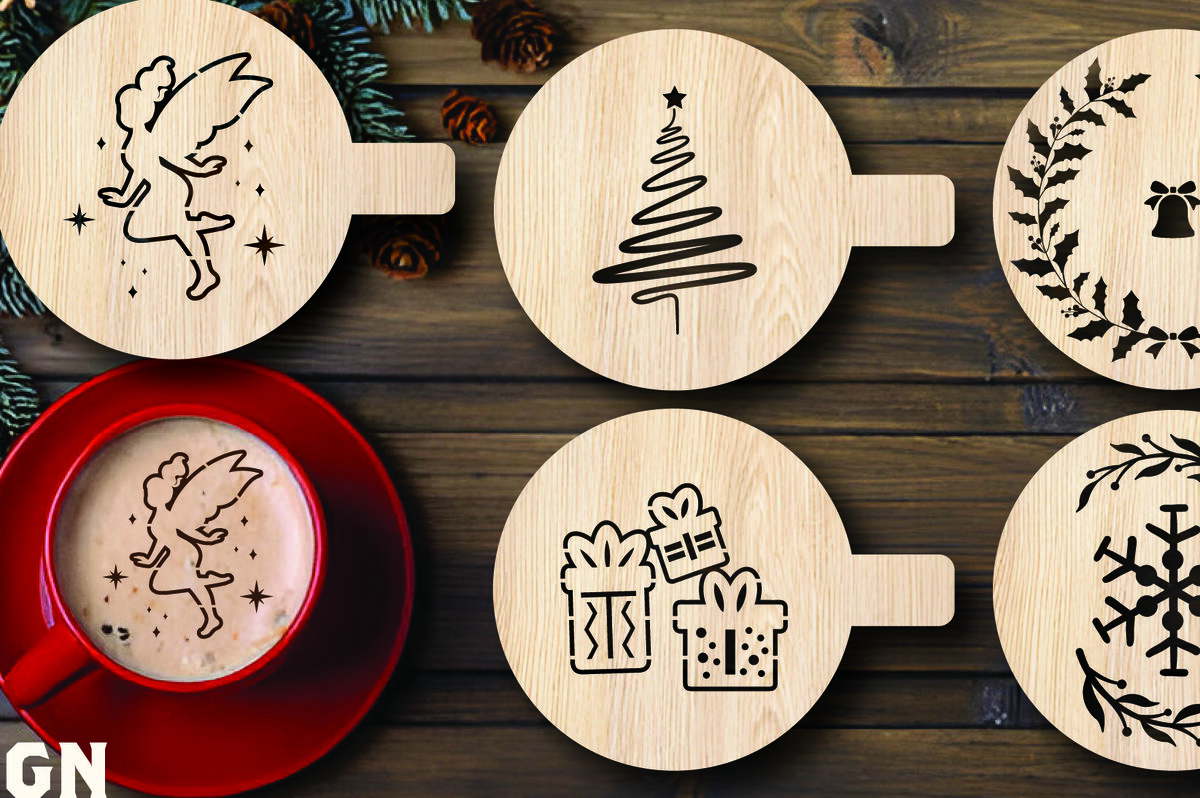 Σετ των 2 Intra απο ξύλο plywood 3mm-4mm πάχος Χριστουγεννιάτικου Stencil Δίασταση 15x15 cm INTRAFABR-108529371