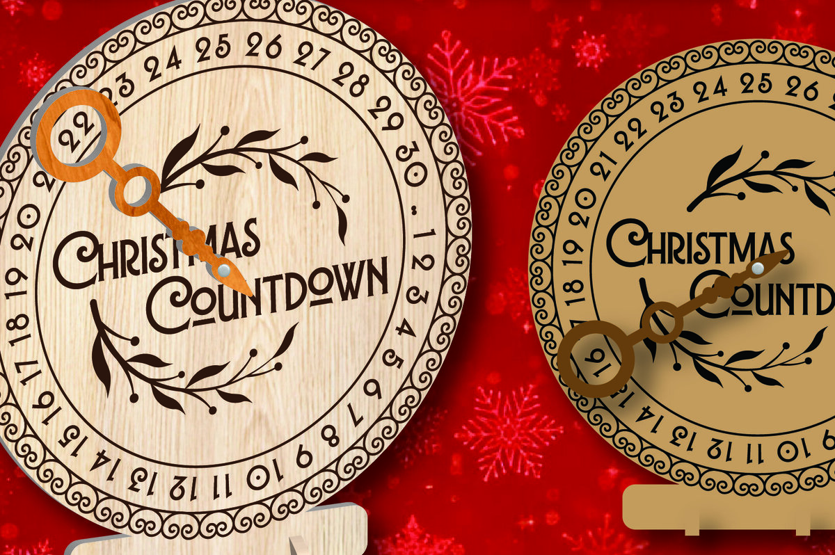 Σετ των 2 Intra απο ξύλο plywood 3mm-4mm πάχος Χριστουγεννιάτικη αντίστροφη μέτρηση Μπιχλιμπίδι Δίασταση 15x15 cm INTRAFABR-107913417