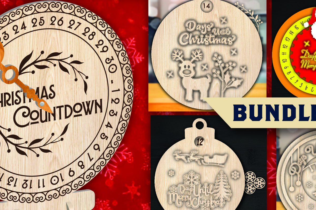 Σετ των 2 Intra απο ξύλο plywood 3mm-4mm πάχος για Χριστουγεννιάτικη αντίστροφη μέτρηση Δίασταση 15x15 cm INTRAFABR-107913721