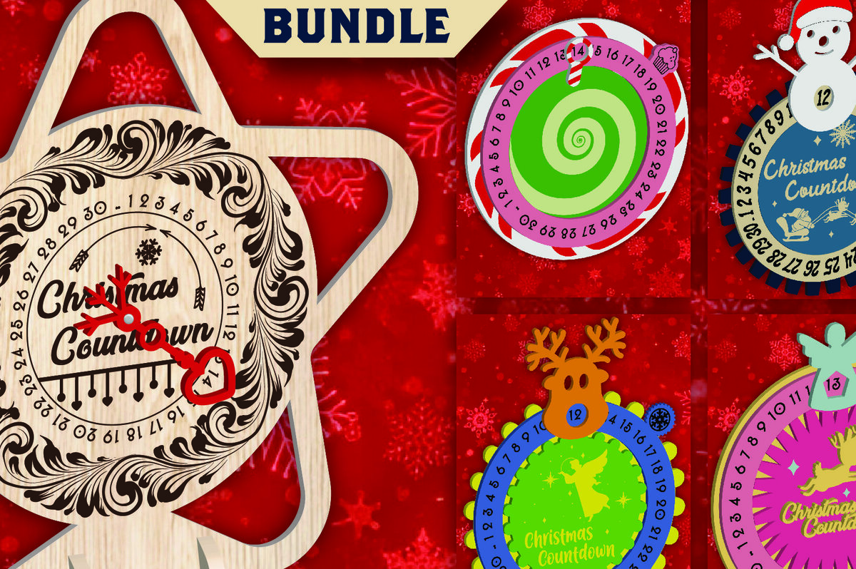 Σετ των 2 Intra απο ξύλο plywood 3mm-4mm πάχος για Χριστουγεννιάτικη αντίστροφη μέτρηση Δίασταση 15x15 cm INTRAFABR-107913735