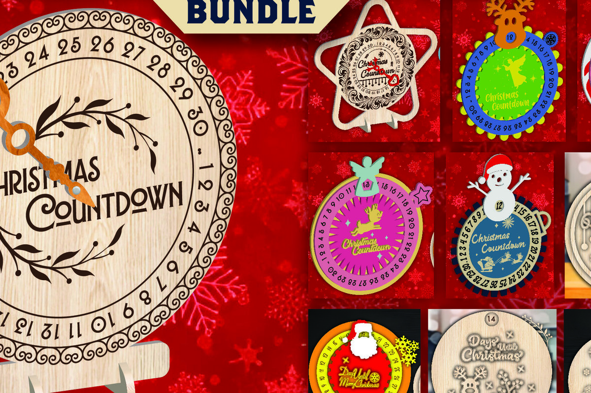 Σετ των 2 Intra απο ξύλο plywood 3mm-4mm πάχος για Χριστουγεννιάτικη αντίστροφη μέτρηση Δίασταση 15x15 cm INTRAFABR-107913858